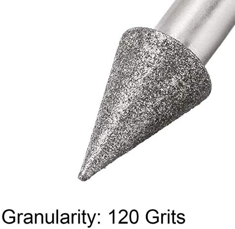 KFıdFran Elmas Çapak Uçları Taşlama Matkap Oyma Döner Aracı için Cam Taş Seramik 120 Grit 1/4 Shank 10mm Conial 5 Adet (Diamantfräser