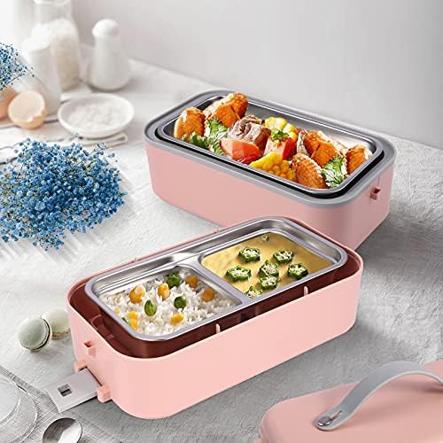 ZCCSHOWN Taşınabilir Elektrikli ısıtma Öğle yemeği kutusu Bento ısıtıcı Paslanmaz Çelik Gıda Saklama (Pembe)