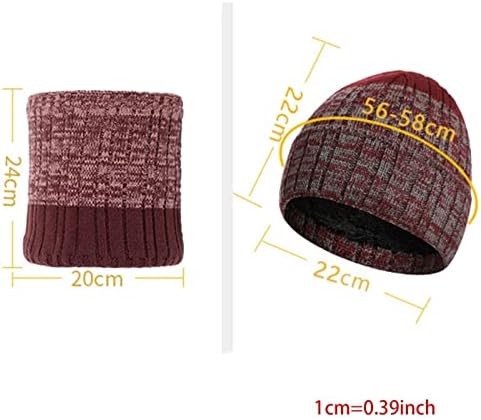 GYZCZX Erkek Kadın Kış 3 Parça Örme Bere Şapka Eşarp Dokunmatik Ekran Eldiven Set Kalınlaşmak Termal Peluş Kap Boyun (Renk :