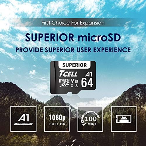 Adaptörü ile TCELL Üstün 64 GB Micro SD Kart - microSDXC A1 USH-I U1 V10 100 MB/s Full HD Hafıza Kartı için Telefon, Android