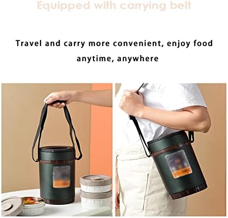 HEQC Bento Kutusu, 1.4 / 1.9 L Termal yemek kabı Büyük Kapasiteli Paslanmaz Çelik Sıcak Gıda Bento Kutuları Çok Katmanlı Taşınabilir