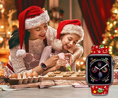 Noel saat kayışı apple saat bandı ile Uyumlu 38mm 40mm 41mm, 42mm 44mm 45mm, cadılar Bayramı Yumuşak Silikon Spor Yedek Kayış