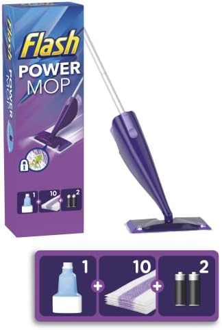 Flaş Powermop Başlangıç Kiti, Paspas + 10 Emici Dolum Pedleri + 500 ml Temizleme Solüsyonu + 4 Piller, Taze