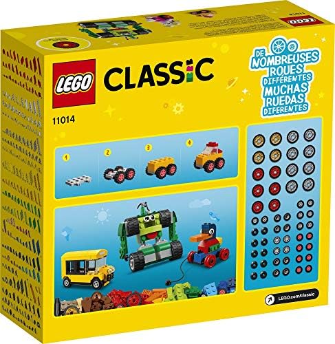 LEGO Klasik Tuğla ve Tekerlekler 11014 Yapı Seti; Oyuncak araba, Tren, Otobüs, Robot, Kaykay Zebra, Yarış arabası, Tekerlekli