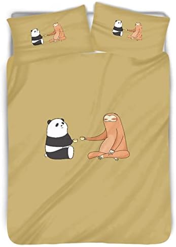 Nandiska Komik Tembellik Panda Içme Çay Desen Yorgan Kapak Polyester Yorgan Fermuar Yatak Setleri Yatak Örtüsü Gençler Yetişkinler