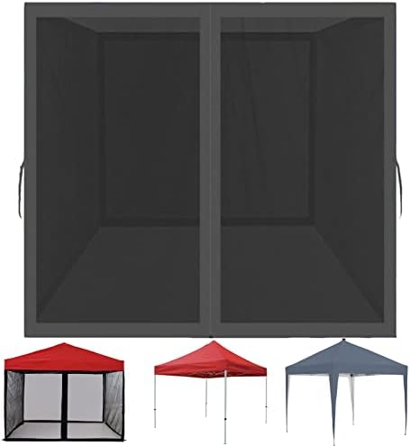 Cibinlik Açık Ekran Ev Çadır Ekran Duvar için Fermuar ile Kamp, Veranda, 10x10 Gazebo ve Çadır (Cibinlik Sadece Siyah)