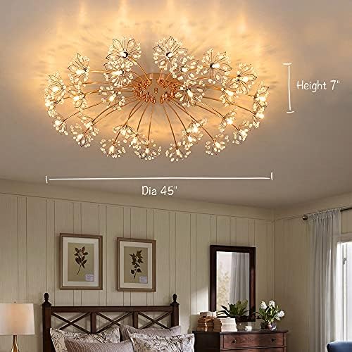 Modern 28-Light kristal çiçek avize LED tavan ışık fikstür Dim yakın tavan ışık fikstür için oturma odası, koridor, yatak odası