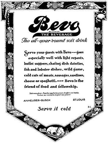 Ad Bevo 1919 Namerican Bevo Reklamı Anheuser-Busch tarafından Üretilen Bir Malt İçeceği 1919 Poster Baskısı (24 x 36)