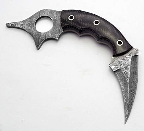 KE-0434-HK 8 Özel El Yapımı Şam çelik av Bıçağı Karambit Bıçak