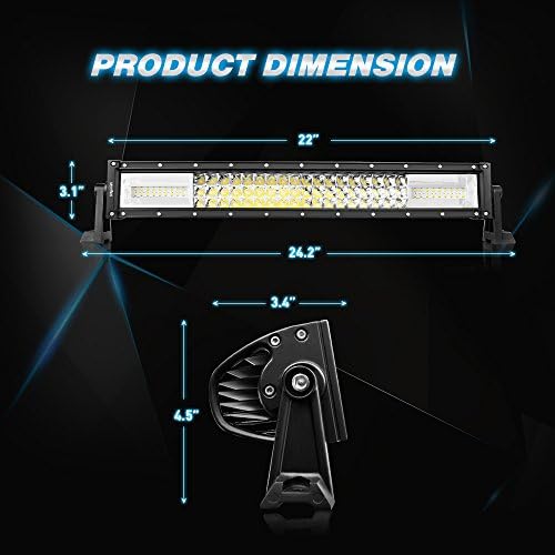 Nilight-18101C - A LED ışık Çubuğu 22 İnç 270 W Beyaz & Amber Üçlü Sıra 13500LM Sel Nokta Combo Led Bar Off Road ışıkları ile