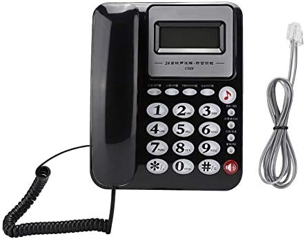 Kablolu Telefon, Çok Fonksiyonlu Ev İş Ofis Masası Sabit Telefon, 24 Stil Zil Sesi (Siyah)