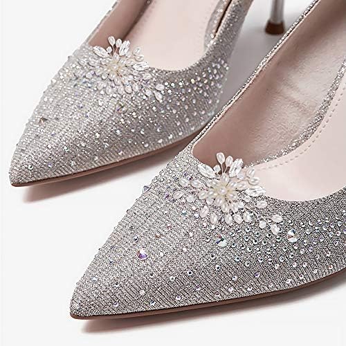 Flyonce Kristal Benzetilmiş İnci Ayakkabı Klipler DIY Çiçek Ayakkabı Toka Ayakkabı Dekorasyon Düğün Parti için 2 Adet