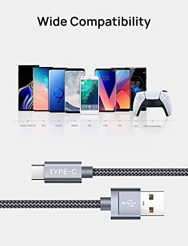 USB C Kablosu 2'li Paket (6.6 ft + 6.6 ft), JSAUX 3A Hızlı Şarj 3.1 Gen 1 Tip C Kablo,5Gbps Hızlı Senkronize Şarj Kablosu Samsung