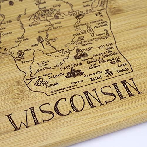 Tamamen Bambu Bir Dilim Hayat Wisconsin Eyaleti Servis ve Kesme Tahtası, 11 x 8.75