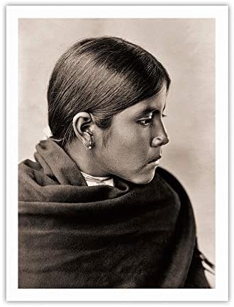 Qahatika Kız - Kuzey Amerika Hint-Vintage Sepya Tonlu Fotoğraf Edward S. Curtis c. 1907-100 % Saf Karbon Arşiv Mürekkepleri-290gsm
