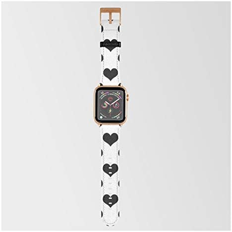 Apple Watch ile Uyumlu Smartwatch Bandında Güzel Evler tarafından Beyaz ve Siyah Kalp Minimalist