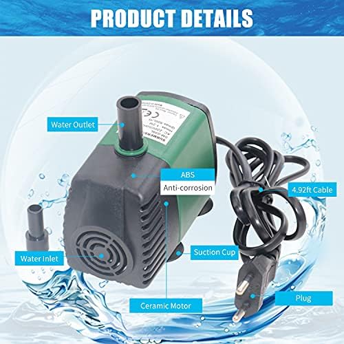 Güç Pompaları 7 W 600L/H Ultra-Sessiz Dalgıç su çeşmesi Pompası Memeleri ile Filtre Balık Gölet Akvaryum Su Pompası Tankı Çeşme