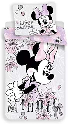 Minnie Mouse Hayat Güzel Nevresim + Yastık Kapak 140x200 cm Tek Kişilik Yatak Pamuk (Özel) Geri Dönüşümlü