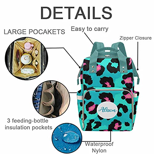 Newcos Kişiselleştirilmiş Parlak Karışık Blued Leopar Bezi Çanta Hemşirelik Bebek Çantaları Nappy Çanta Rahat Seyahat Sırt Çantası