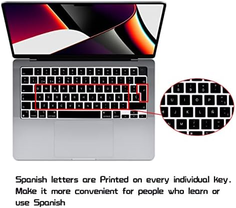 SAİK İspanyolca ESP Dil Silikon Klavye Kapak için MacBook 2021 Yeni Pro 14 inç M1 Pro / Max Çip A2442 & 2021 Pro 16 inç M1 Pro
