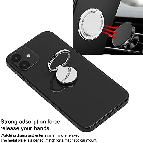 Vbestlıfe Telefon Halka Tutucu, Mini Cep Telefonu 360° Rotasyon Metal Telefon Tutucu, Manyetik Araç Montaj için(Gümüş)