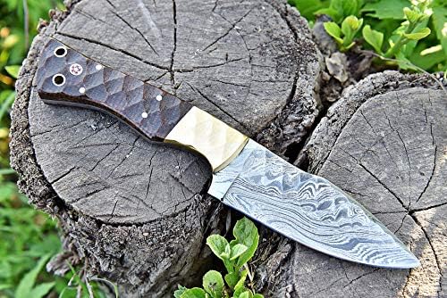 BOSSLAND Şam av bıçağı Erkekler için, hayatta kalma bıçağı / Sabit Bıçak Avcılık Bıçaklar için Çok Amaçlı, el Yapımı Bıçak ile