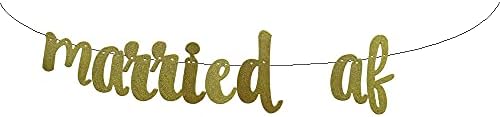 Evli AF Afiş, altın Glitter Eğlenceli Düğün Parti Kağıt İşareti Arka Planında Süslemeleri