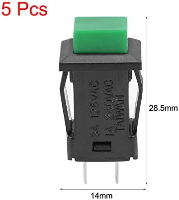 uxcell 5 adet 12mm Mandallama Tipi Mini Push Button Anahtarı Yeşil Düğme SPST NO