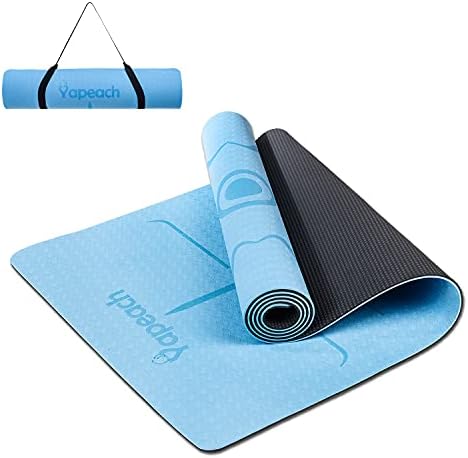 Yapeach Yoga Mat, Kaymaz ve Yırtılmaz Egzersiz Matı, Ev Fitness egzersiz Matı, Yoga ve Gym Fitness için Hizalama Çizgileri ve