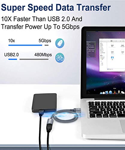 AkoaDa USB Uzatma Kablosu 3.0, Tip A Erkek USB A Dişi Genişletici Kablosu [2 Paket 6.6 ft+10ft] 5Gbps Veri Aktarımı Klavye,USB
