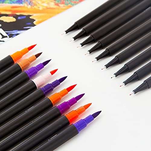 Aıbesy 24 Renkler Çift İpucu Fırça Kalemler Fineliner & Fırça Ucu Sanat İşaretleyiciler Yetişkinler ıçin Renkli Kalemler Çizim