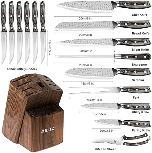 Bıçak Seti, Blok Ahşap ile 16 ADET Mutfak Bıçağı Seti, Japon Paslanmaz Çelik, Profesyonel Şef Bıçağı Seti Manuel Bileme Ultra
