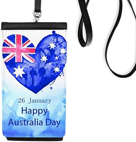 Avustralya Mutlu Gün Kalp Şekli Bayrak Telefon Cüzdan çanta Asılı Cep Kılıfı Siyah Cep