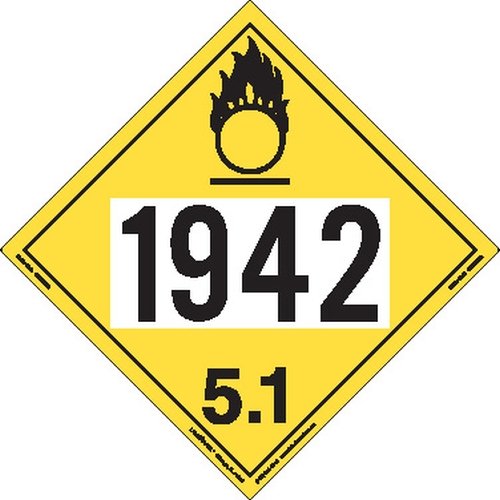 Labelmaster ZVR61942 UN 1942 Oksitleyici Tehlike Levhası, Çıkarılabilir Vinil (25'li Paket)