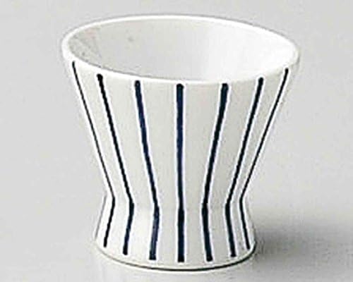 Japonya'da yapılan 2 Sake Bardak Beyaz porselen Mavi çizgiler 1.9 inç Set