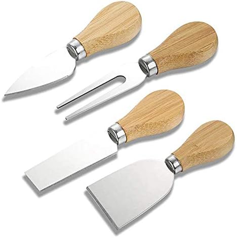 VSILE 4 Adet Peynir Bıçak Seti, paslanmaz Çelik Dilimleme Kesiciler tereyağı bıçağı Ahşap Saplı yemek masası ve Parti Tepsileri