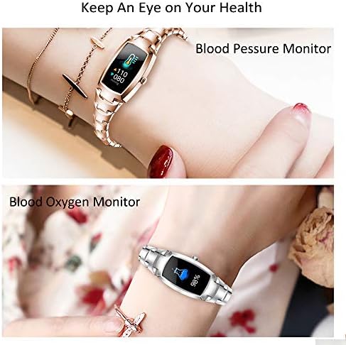 Kadınlar için zarif akıllı saat, iOS ve Android Cihazlar için Kan Basıncı Nabız Uyku Monitörü ile MBHB Spor İzci, Gümüş