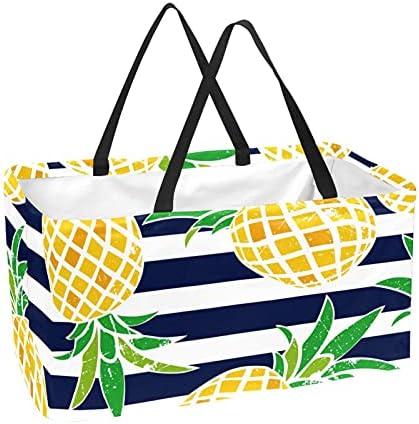 Yeniden kullanılabilir bakkal Tote çanta alışveriş sepeti 50L destek sütun saklama çantası meyve ananas pembe