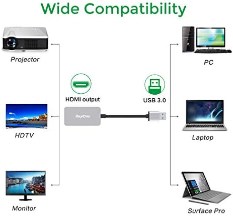 USB'den HDMI Adaptörüne, HD Ses Video Kablosu Dönüştürücüsüne, Birden Fazla Monitör 1080P için USB 3.0'dan Hdmı'ya, Windows XP