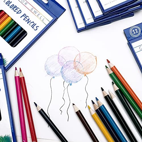 Renkli Kabarık Renkli Kalemler Toplu Paket 12 Takım 12 Sayım Çeşitli Canlı Önceden Bilenmiş Renkler 144 Toplam Çocuklar, Öğretmenler